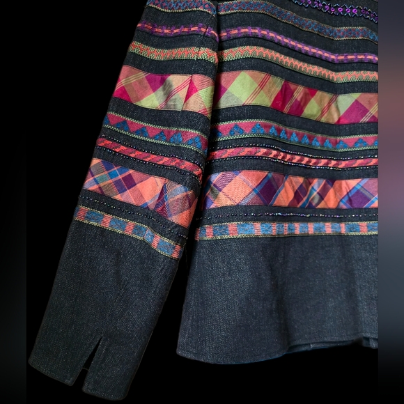 Multicolor Woven Embroidered Stripes Coldwater Creek Petite Jacket – Size 10P - Picture 6 of 16